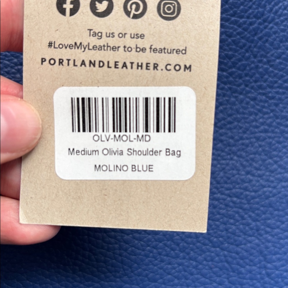 Portland Leather Med. Molino Blue Olivia Leather Shoulder Bag NWT - Picture 14 of 14